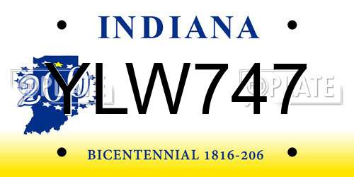 YLW747 Indiana License Plate