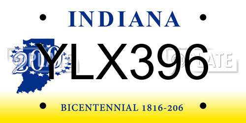 YLX396 Indiana License Plate