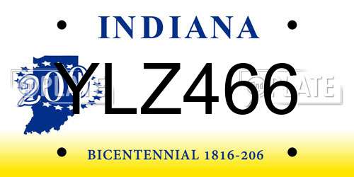 YLZ466 Indiana License Plate