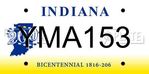 YMA153 Indiana License Plate