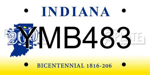 YMB483 Indiana License Plate