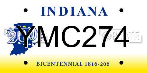 YMC274 Indiana License Plate