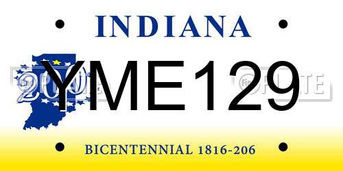 YME129 Indiana License Plate