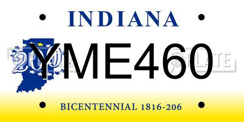 YME460 Indiana License Plate