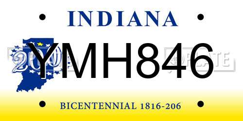 YMH846 Indiana License Plate