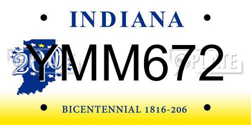 YMM672 Indiana License Plate