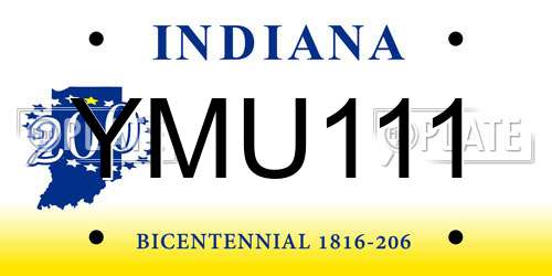 YMU111 Indiana License Plate