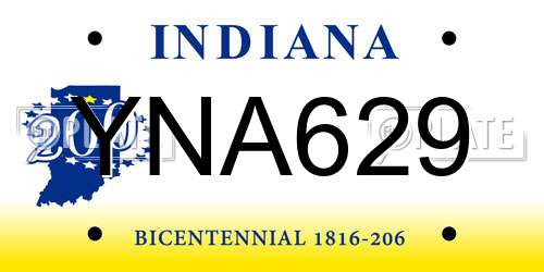 YNA629 Indiana License Plate