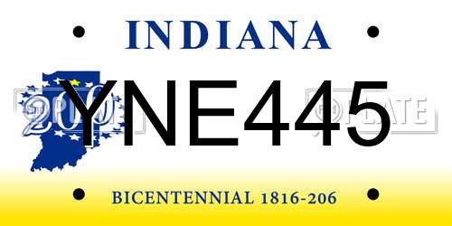 YNE445 Indiana License Plate