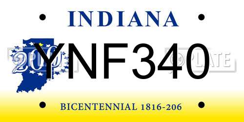 YNF340 Indiana License Plate