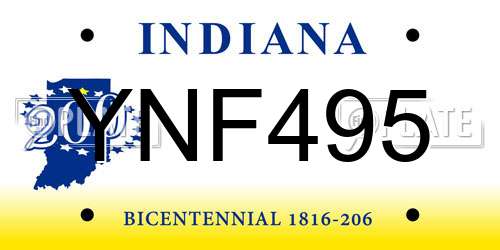 YNF495 Indiana License Plate