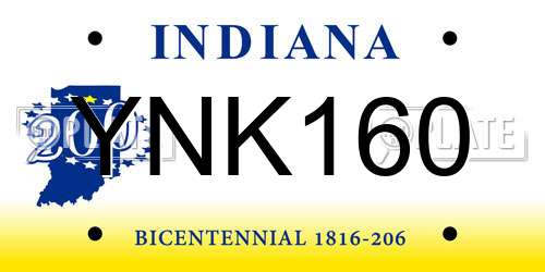 YNK160 Indiana License Plate