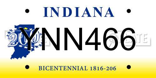 YNN466 Indiana License Plate