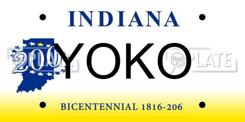 YOKO Indiana License Plate