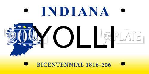 YOLLI Indiana License Plate