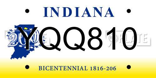 YQQ810 Indiana License Plate