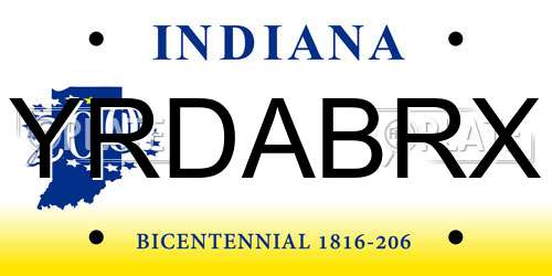 YRDABRX Indiana License Plate