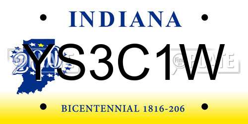YS3C1W Indiana License Plate