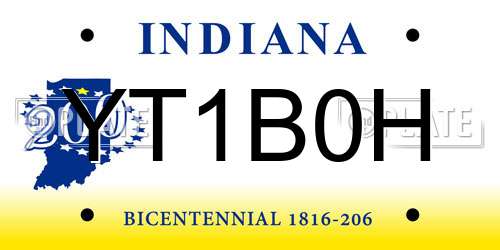 YT1B0H Indiana License Plate