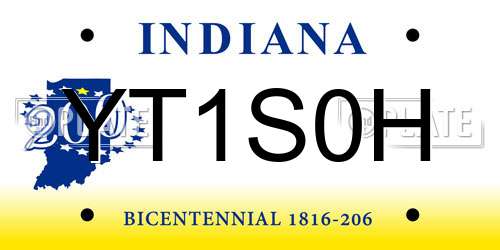 YT1S0H Indiana License Plate