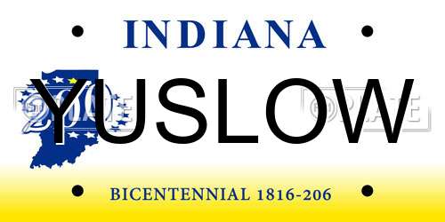 YUSLOW Indiana License Plate