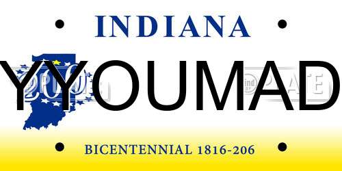 YYOUMAD Indiana License Plate