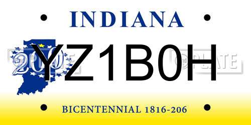 YZ1B0H Indiana License Plate