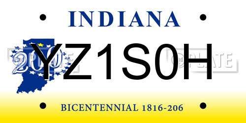 YZ1S0H Indiana License Plate