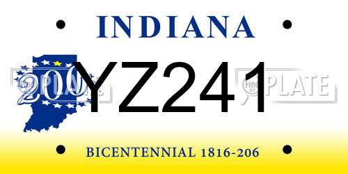 YZ241 Indiana License Plate