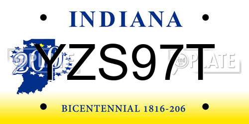 YZS97T Indiana License Plate