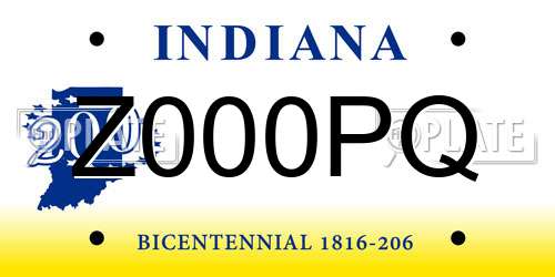 Z000PQ Indiana License Plate