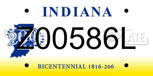 Z00586L Indiana License Plate