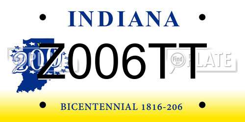 Z006TT Indiana License Plate