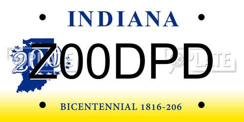 Z00DPD Indiana License Plate