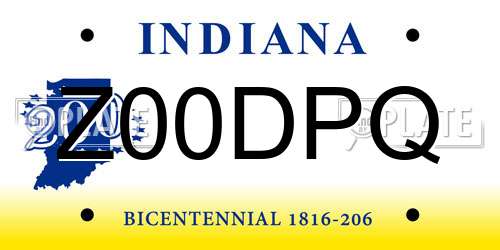 Z00DPQ Indiana License Plate