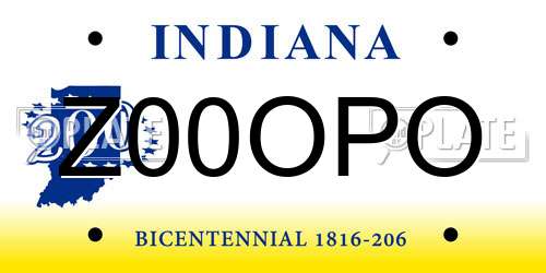 Z00OPO Indiana License Plate