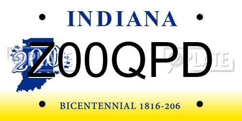 Z00QPD Indiana License Plate