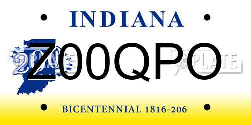 Z00QPO Indiana License Plate