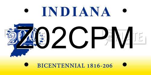 Z02CPM Indiana License Plate