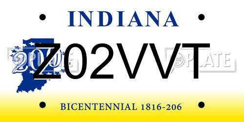Z02VVT Indiana License Plate