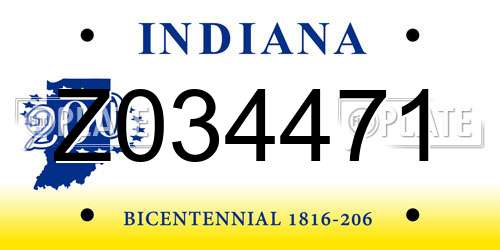 Z034471 Indiana License Plate