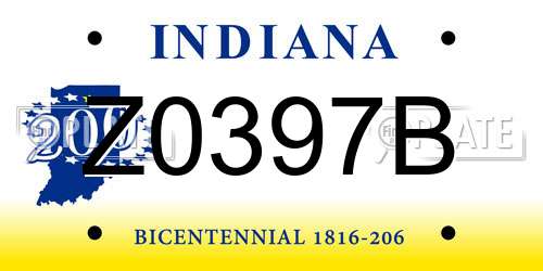 Z0397B Indiana License Plate