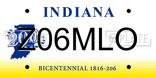 Z06MLO Indiana License Plate