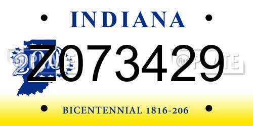 Z073429 Indiana License Plate