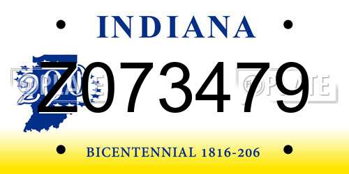 Z073479 Indiana License Plate
