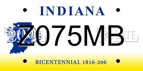Z075MB Indiana License Plate