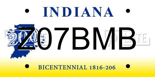 Z07BMB Indiana License Plate