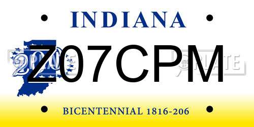 Z07CPM Indiana License Plate