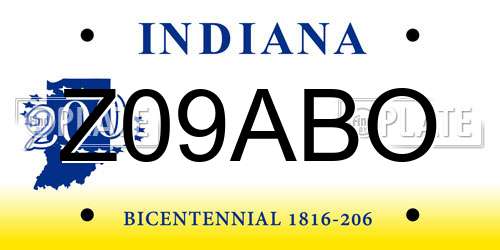Z09ABO Indiana License Plate
