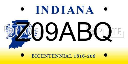 Z09ABQ Indiana License Plate